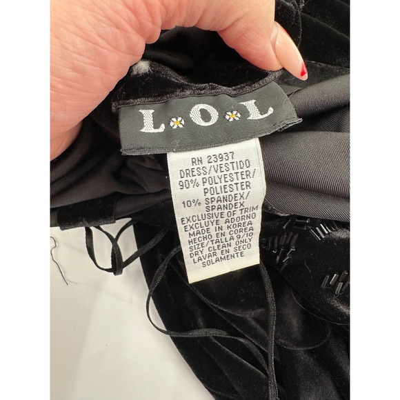 Vintage Y2K Black Velour Strapless Beaded Maxi Dress Size M/L Fairy Whimsy Prom - Picture 5 of 7